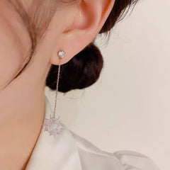 Exquisite White Snowflake Tassel Earrings
