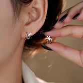 Sterling Silver Elegant Double-Layer Zircon Star Stud Earrings - elegant Baroque Pearl Earrings