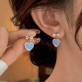 14K Gold-Plated Zircon Bow Heart Earrings - elegant Heart Bow Earrings