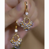 14K Gold-Plated Zircon Shiny Diamond Earrings - elegant Shiny Diamond Earrings