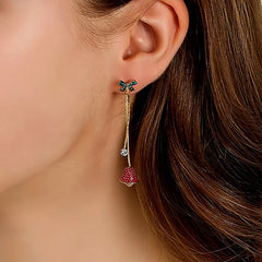 14K Gold-Plated Christmas Zircon Bell Bow Tassel Earrings - elegant Bow Tassel Earrings