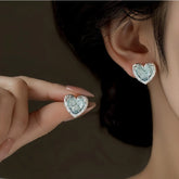 14K Gold-Plated Elegant Lake Blue Heart Butterfly Stud Earrings - elegant Butterfly Stud Earrings