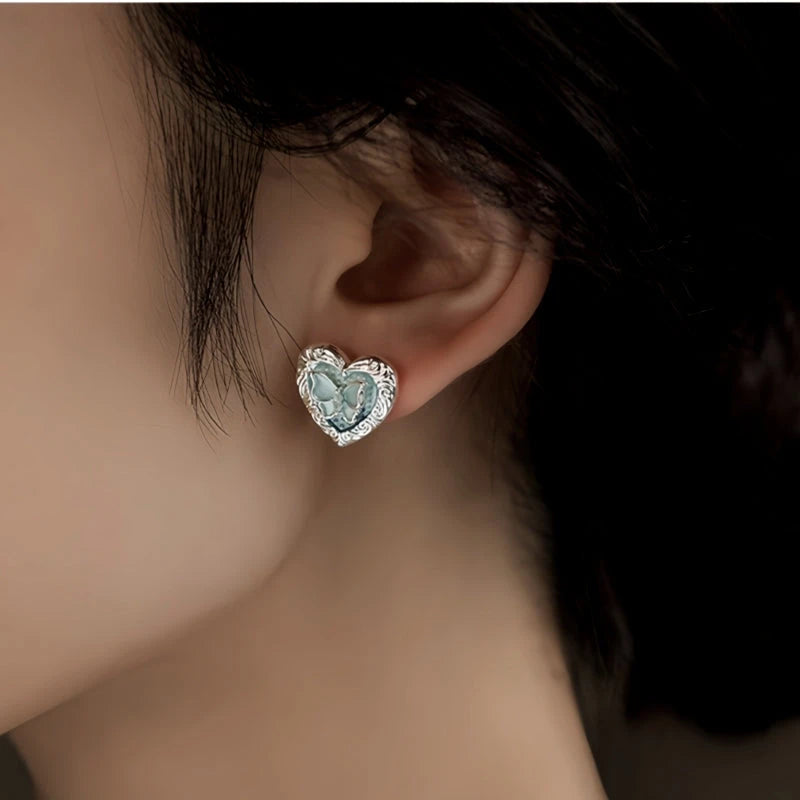 Close-up detail of the sparkling zircons and plating on the Butterfly Stud Earrings