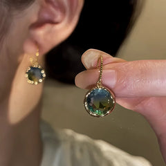 14K Gold-Pated Gradient Glass Crystal Ear Hook Earrings - elegant gold threader earrings