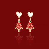 14K Gold-Plated 2025 Christmas Heart-Design Tree And Socks Earrings - elegant christmas earrings