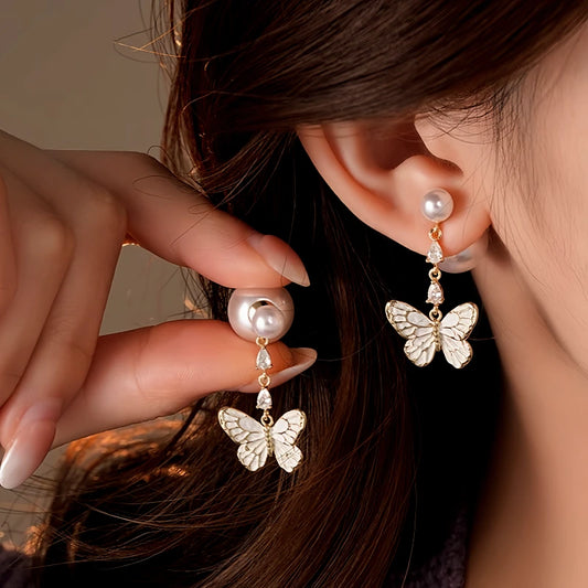 14K Gold-Plated 2025 Elegant Butterfly Pearl Earrings - elegant gold butterfly earrings