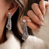 14K Gold-Plated 2025 Elegant Diamond-Studded Tassel Earrings - elegant gold tassel earrings