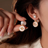 14K Gold-Plated 2025 Elegant Oil Drop Round Pig Nose Bee Pearl Earrings - elegant gold pearl earrings