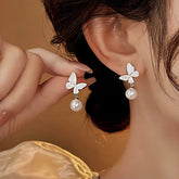 14K Gold-Plated 2025 Elegant White Butterfly Pearl Earrings - elegant gold butterfly earrings