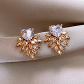14K Gold-Plated 2025 Elegant Zircon Heart Firework Earrings - elegant silver heart earrings