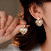 14K Gold-Plated 2025 Elegant Zircon Pearl Heart Saturn Earrings - elegant saturn earrings