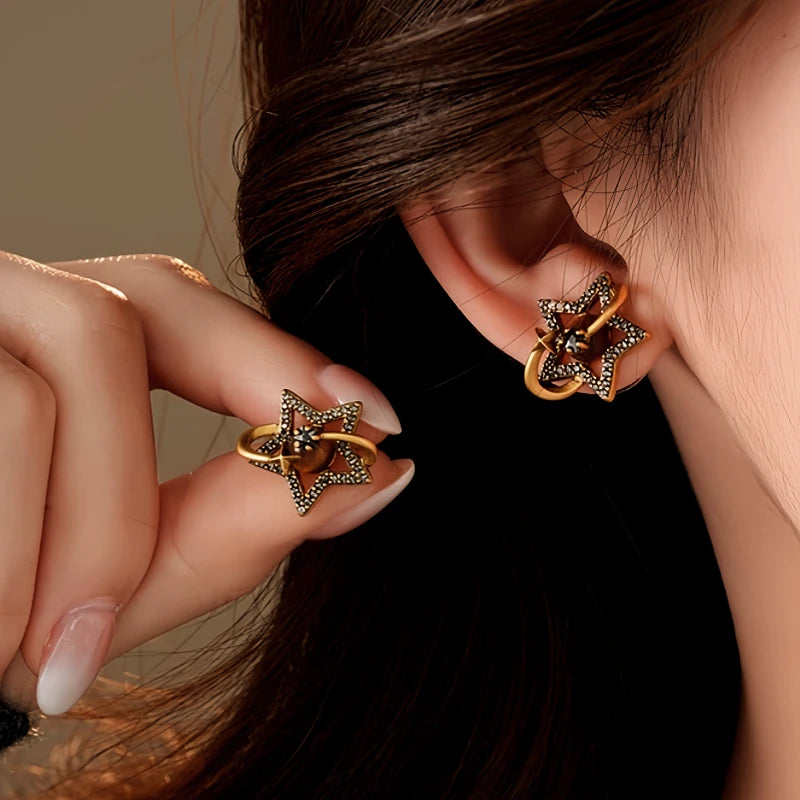 14K Gold-Plated 2025 Elegant Zircon Star Stud Earrings - elegant silver star earrings