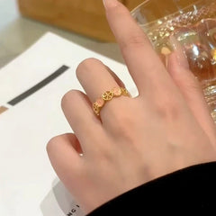 14K Gold-Plated Adjustable Hollow Cherry Blossom Rings - stunning gold flower ring