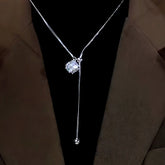 14K Gold-Plated Adjustable Zircon And Diamond Necklace - beautiful silver solitaire necklace