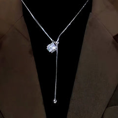 14K Gold-Plated Adjustable Zircon And Diamond Necklace - beautiful silver solitaire necklace