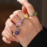 14K Gold-Plated Adjustable Zircon Diamond Heart Rings - stunning gold heart ring