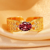 14K Gold-Plated Adjustable Zircon Diamond Rings - stunning gold solitaire ring