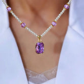 14K Gold-Plated Amethyst Bead Purple Diamond Necklace - beautiful amethyst bead necklace