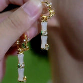 14K Gold-Plated Bamboo Earrings - elegant gold bamboo earrings