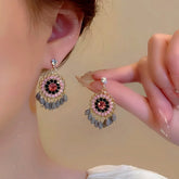 14K Gold-Plated Beaded Tassel Earrings - elegant silver tassel earrings
