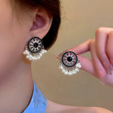 14K Gold-Plated Beaded Tassel Earrings - elegant silver tassel earrings