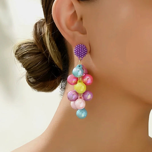 14K Gold-Plated Beads Tassel Earrings - elegant gold tassel earrings