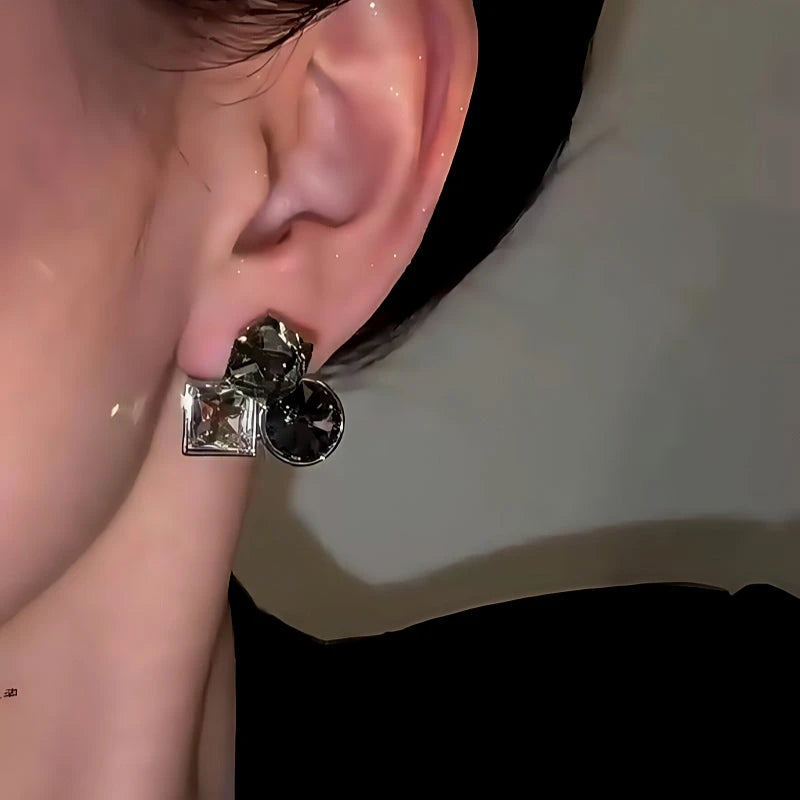 Close-up detail of the sparkling zircons and plating on the Black Diamond Studs