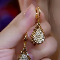 Close-up detail of the sparkling zircons and plating on the Bling Diamond Earrings