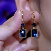 14K Gold-Plated Blue Crystal Earrings - elegant Blue Crystal Earrings
