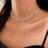 14K Gold-Plated Bow Pearl Clavicle Necklaces - beautiful Bow Pearl Necklace
