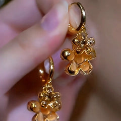 Close-up detail of the sparkling zircons and plating on the Brown Crystal Earrings