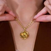 14K Gold-Plated Brown Diamond Cat's Eye Stone Pendant Necklace - beautiful Pendant Necklace