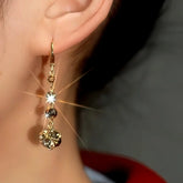 14K Gold-Plated Brown Diamond Earrings - elegant Brown Diamond Earrings