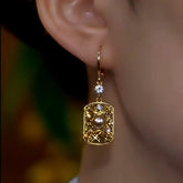 14K Gold Plated Brown Diamond Pearl Earrings - elegant gold pearl earrings