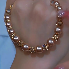 14K Gold-Plated Brown Diamond Pearl Necklaces worn to showcase its length and pendant detail