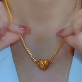 14K Gold-Plated Brown Magnetic Heart Necklaces - beautiful Magnetic Heart Necklace