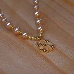 Close-up of the pendant and clasp on the Zircon Bead Necklace