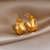 14K Gold-Plated Brushed C-Shaped Earrings - elegant Brushed C-Shaped Earrings