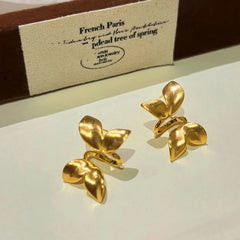 Angled view of the 14K Gold-Plated Butterfly Earrings