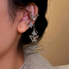 Close-up detail of the sparkling zircons and plating on the Tassel Ear Cuffs