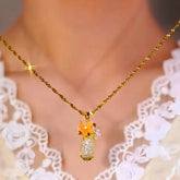 14K Gold-Plated Cat's Eye Stone Flower Mesh Pendant Necklace - beautiful Flower Mesh Necklace