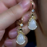 14K Gold-Plated Cat's Eye Stone Purse Ear Hook Earrings - elegant Purse Hook Earrings