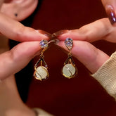 14K Gold-Plated Cat's Eye Zircon Earrings - elegant Zircon Cat's Eye Earrings