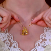 14K Gold-Plated Champagne Diamond Swan Pendant Necklace - beautiful Swan Pendant Necklace