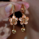 14K Gold-Plated Champagne Flower Earrings - elegant Champagne Flower Earrings