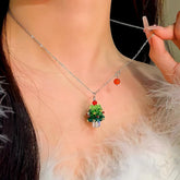 14K Gold-Plated Christams Tree Pearl Necklace - beautiful Christmas Tree Necklace