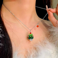 14K Gold-Plated Christams Tree Pearl Necklace - beautiful Christmas Tree Necklace