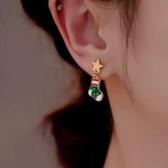 Close-up detail of the sparkling zircons and plating on the Star and Moon Earrings