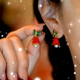 14K Gold-Plated Christmas Bow Wind Chime Earrings - elegant Christmas Wind Chime Earrings