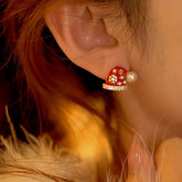 14K Gold-Plated Christmas Diamond Asymmetrical Gloves And Hat Earrings - elegant Asymmetrical Christmas Earrings